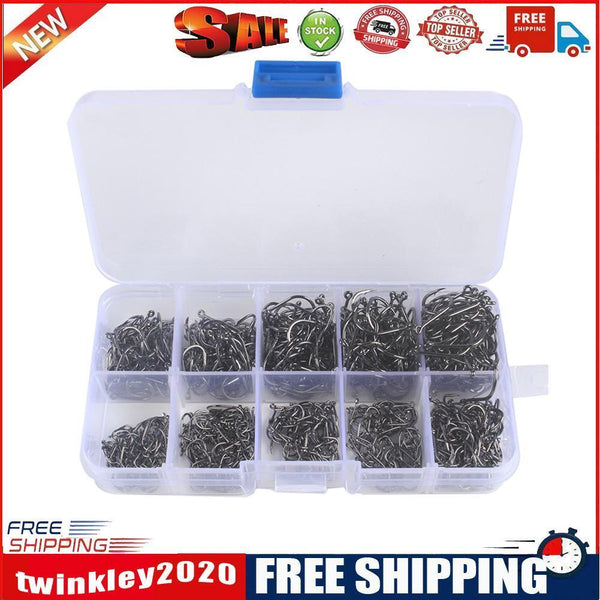 Mixed Sizes Fishing Hooks Set High Carbon Steel Sharp Barbed Hook (1000pcs)
