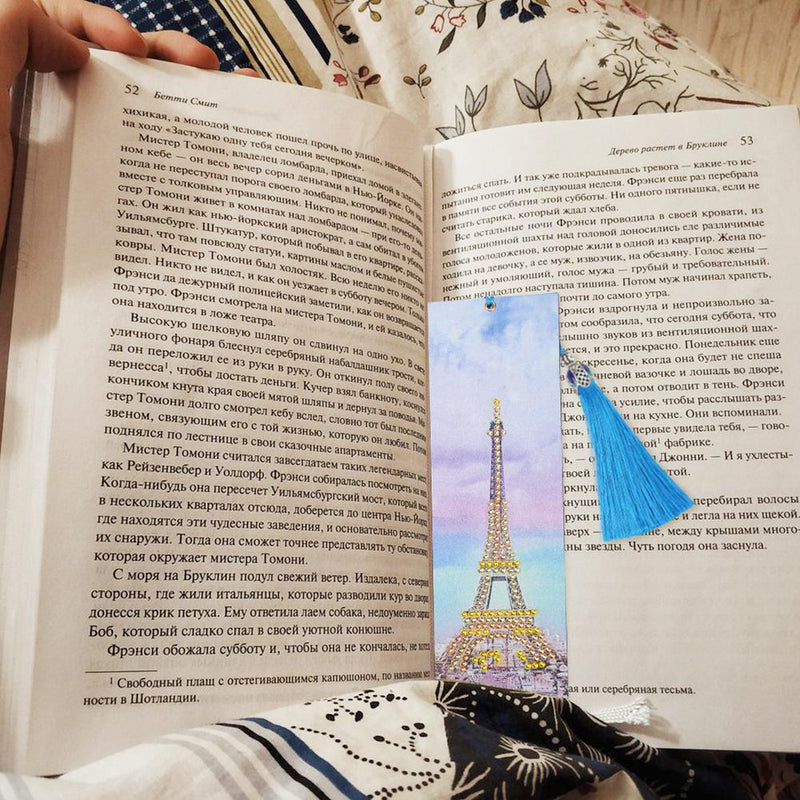 DIY Tower Special Shaped Diamond Painting Leather Tassel Bookmark Crafts Newly
