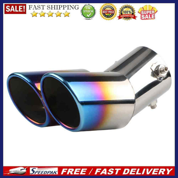Dual Outlet Burnt Blue Car Exhaust Tip Rolled Edge Stainless Steel Auto Muffl
