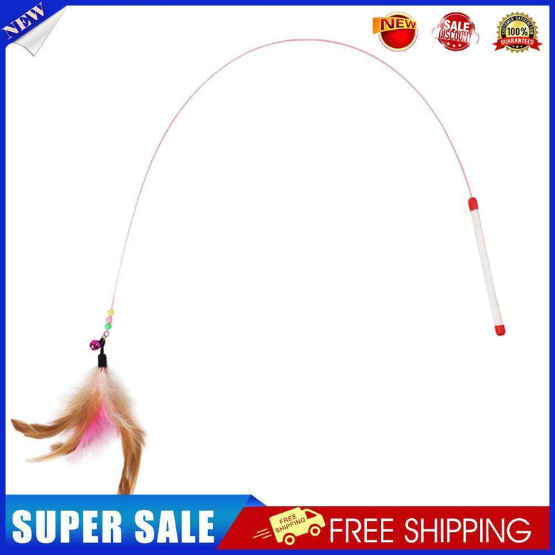 Pet Cat Feather Bell Rod Kitten Teaser Stick Interactive Funny Playing Toys