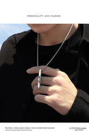 Fashion Jewelry Men Trendy Pendant Necklace Stainless Steel Chain Rectangle