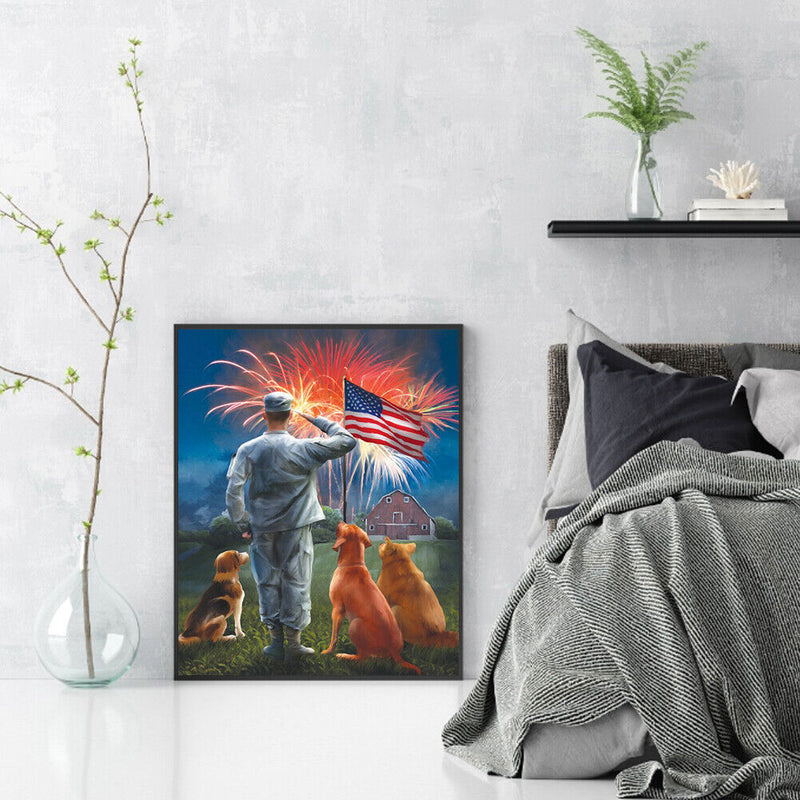 HandPainted Oil Paint Kill Time Picture Colouring Craft Veterans Salute Ban