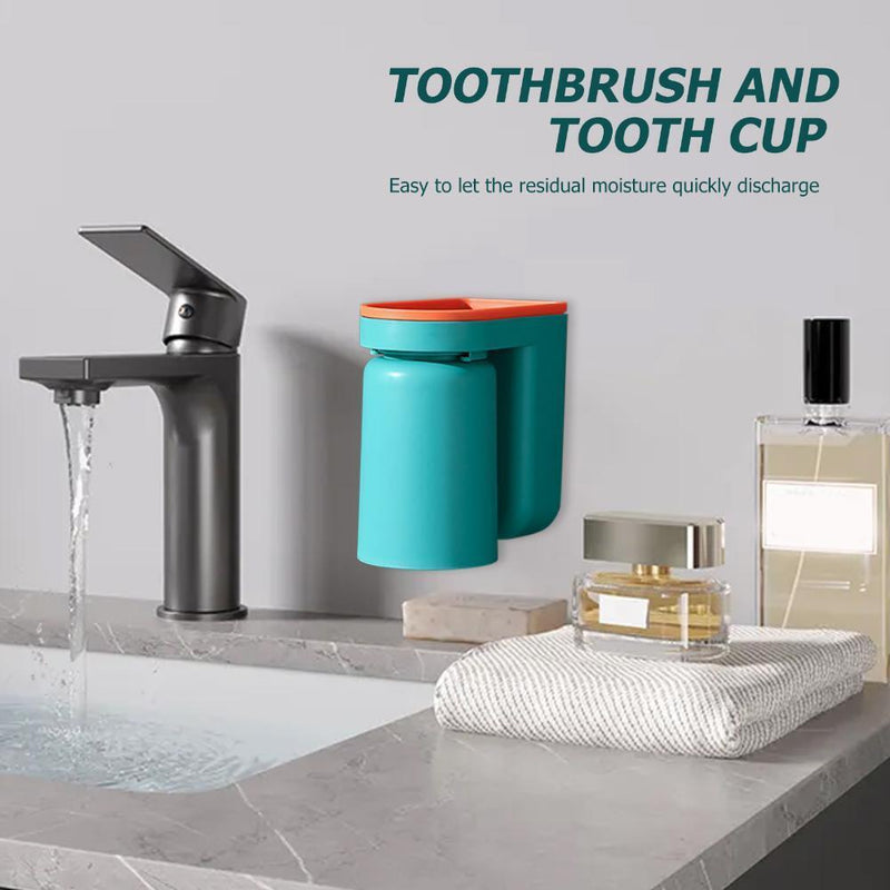 Toothbrush Holder Wall Mounted Adhesive Toothpaste Stand for Shower (Green)