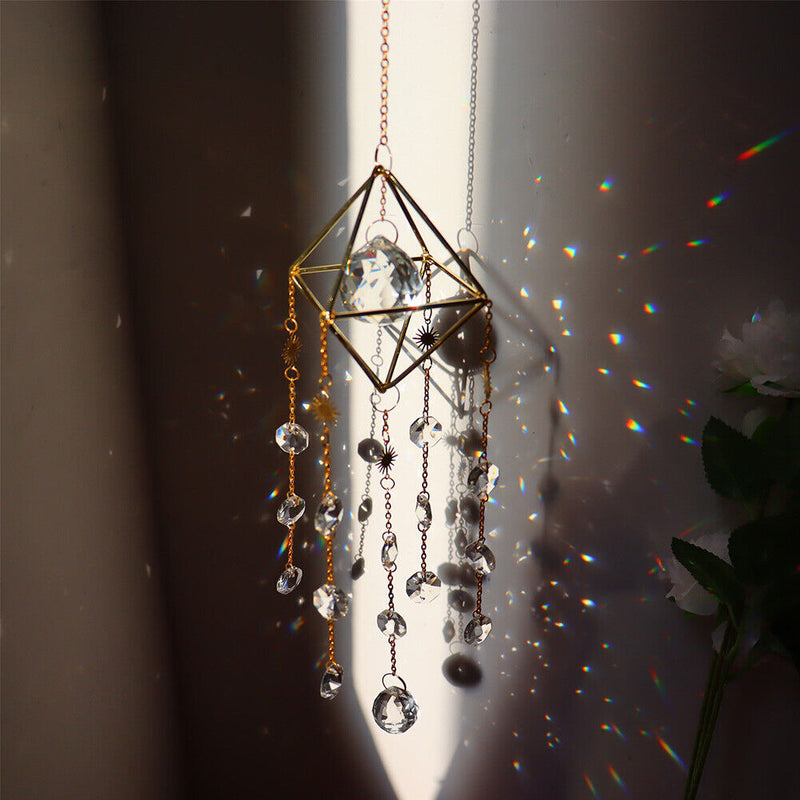 Crystal Windchimes Ornament Lighting Ball Home Hanging Pendant Decor (C) Newly