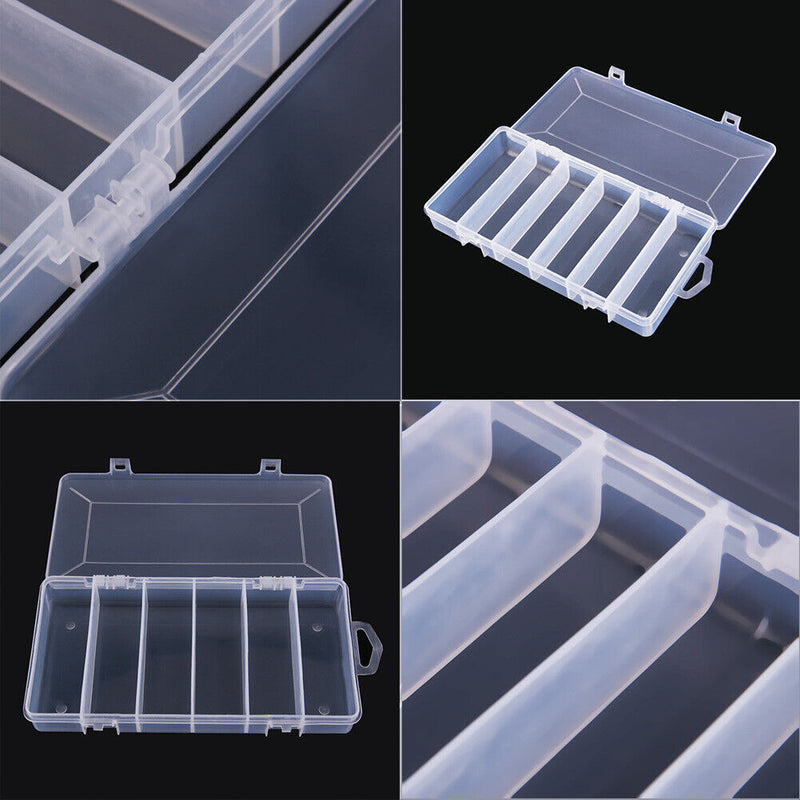 6 Compartments Fishing Lure Plastic Box Portable Kit Storage Case