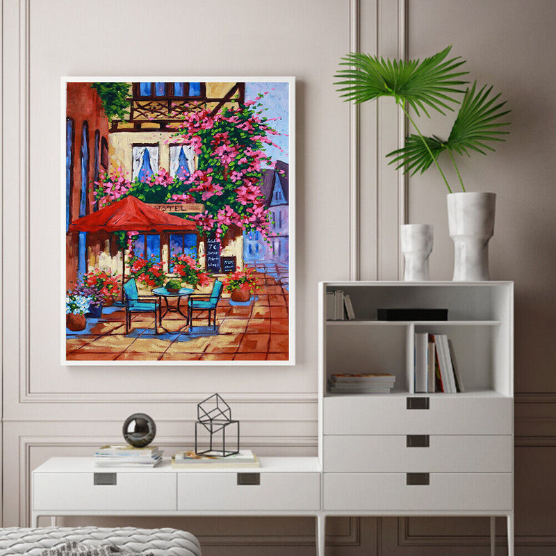 Street Corner Oil Paint By Numbers Kit DIY Acrylic Painting on Canvas Framele