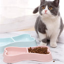 Pet Drinking Cat Puppy Bone Shape Pet Double Bowls Cat Bowls Food Water Feeder