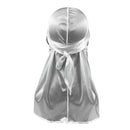 Silky Durag for Men Women Satin Soft Headwrap Long Tail Hip-Hop (White)