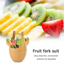 16pcs Leaf Fruit Forks Set Snack Desert Salad Picks w/ Bucket (Light Brown)