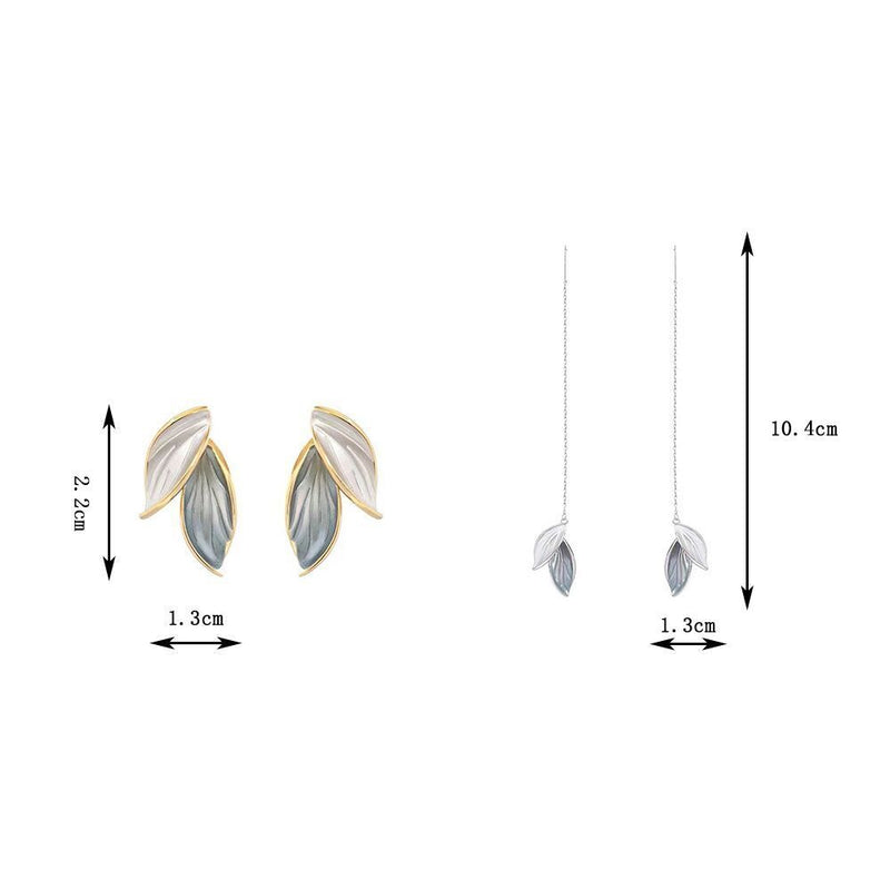 Style Women Leaf Stud Earrings Ear Studs Leaf Ear Thread Jewelry Accessories