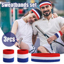 GOGO Sweatband Sets, 2 Wristbands & 1Headbands, 3 PCS July Set 4th of One H2H1