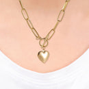 Love Heart Pendant Necklace Simple Metal Women OT Buckle Clavicle Chain Jewelry