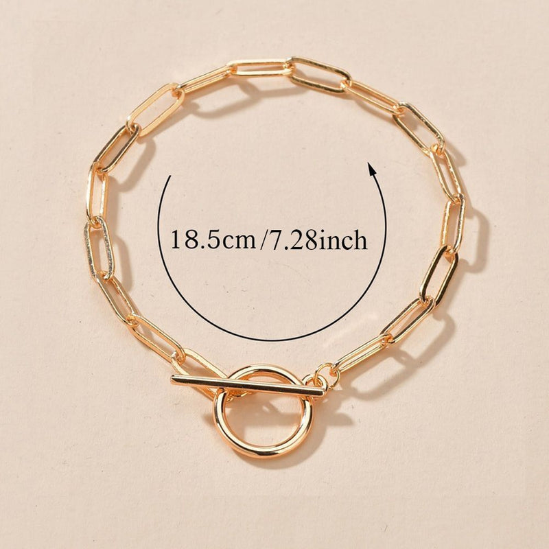 Wrist Stainless Steel Geometric Shape Toggle Clasp Bracelet OT Buckle Chain