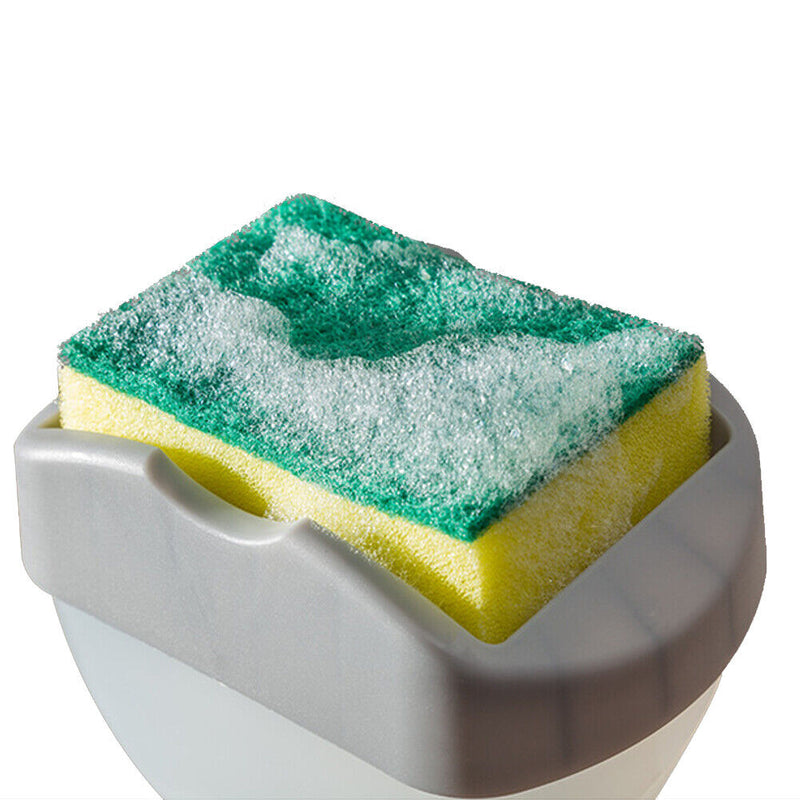 2-in-1 Soap Pump Dispenser with Sponge Holder Hand Press Soap Box (Grey)