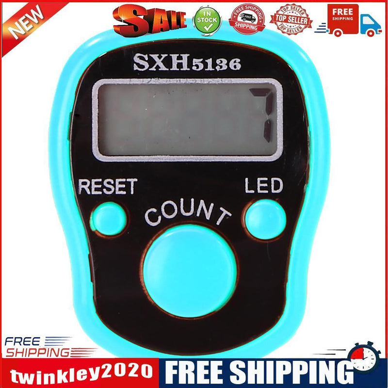 LCD Display Finger Counter LED Luminous Electronic Tally Counter (Sky Blue)