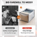 Cloth Drawer Organizer 7-Grid Pants Storage Divider for Leggings (Grey M)