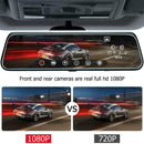 10" 1080P Dual Lens Car DVR Dash Cam Front and Rear Video Recorder Mirror D4B7