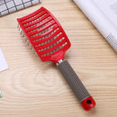 Plastic Nylon Anti-Static Hair Brush Curved Row Scalp Massager Comb (Red) Newly