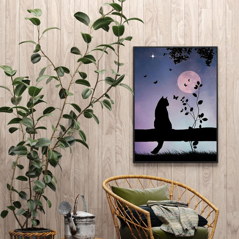 Diamond Painting 5D Moon Cat DIY Full Round Drill Mosaic Decoration Handwork Kit