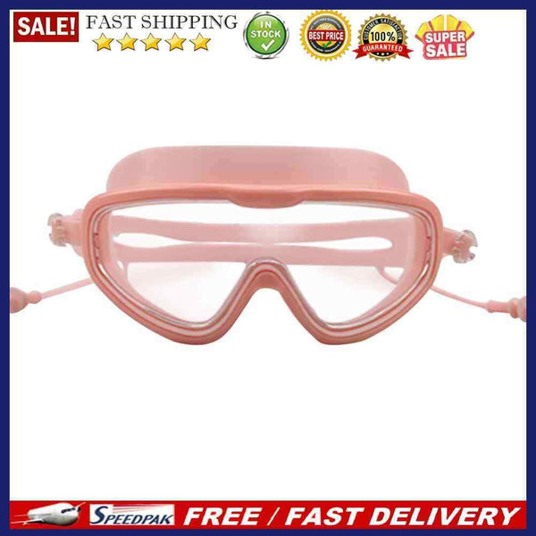 Swimming Goggles with Earplugs Waterproof HD Adults Diving Eyewear (Pink)2x