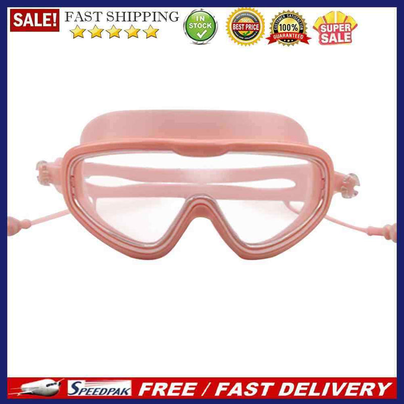 Swimming Goggles with Earplugs Waterproof HD Adults Diving Eyewear (Pink)2x