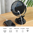 Clip on Mini Desk Fan Portable Rechargeable USB Powered Personal Cooling