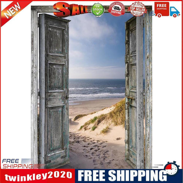 Seaside Doors 5D DIY Round Diamond Painting Embroidery Cross Stitch Mosaic