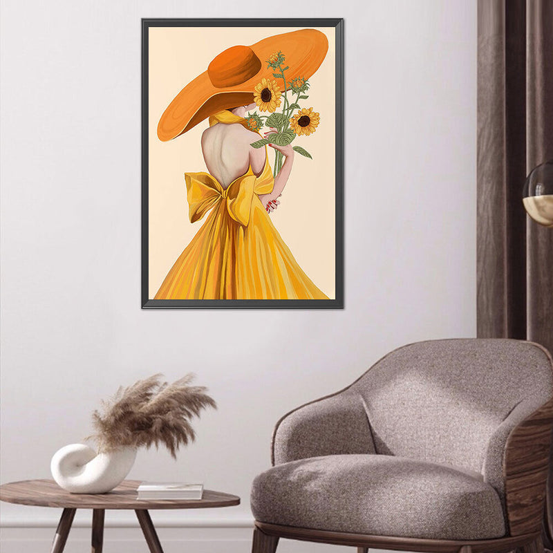 Sunflower Girl Full Cross Stitch 11CT Printed Embroidery Craft Kits Home Decor