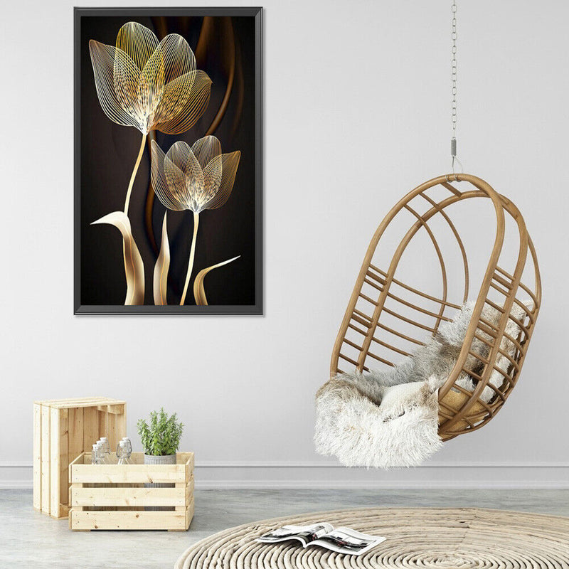 5D Diamond Painting Kit Golden Flower Full Round Drill DIY Crafts Mosaic Pict
