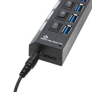 7 PORT USB 3.0 HUB 5 Gbps With Power On/Off Switch Adapter Cable For PC