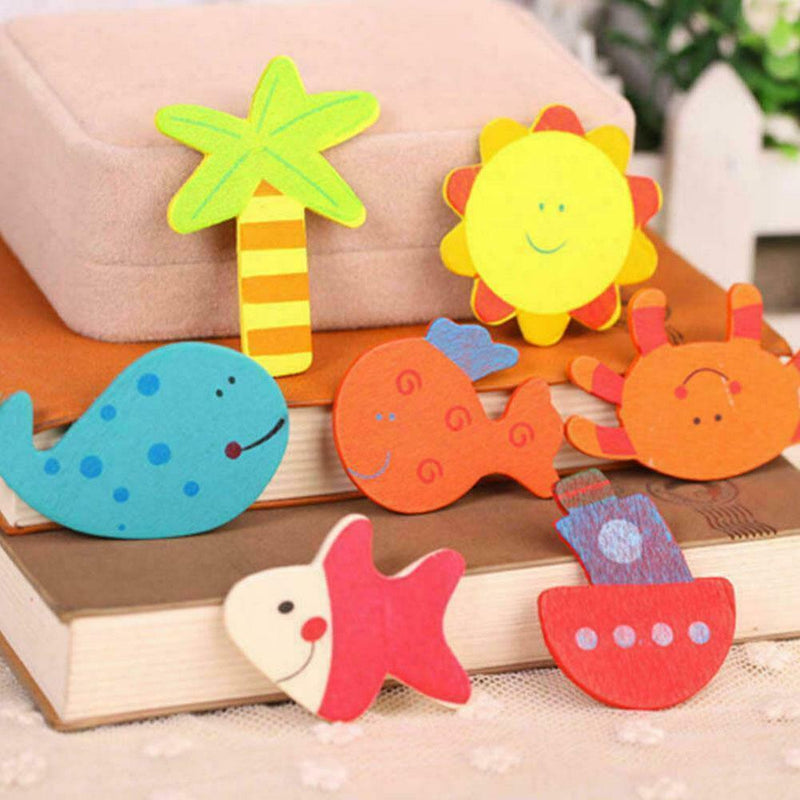 12PCS Wood Cute Fridge Magnet Alphabet Animal Early Educational Baby Kids I0C6