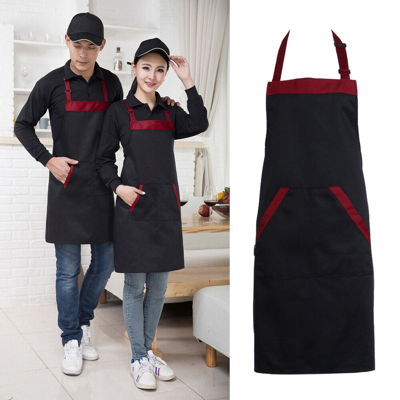 Unisex Halterneck Apron with 2 Pockets Chef Waiter Kitchen Cook Black  Tool
