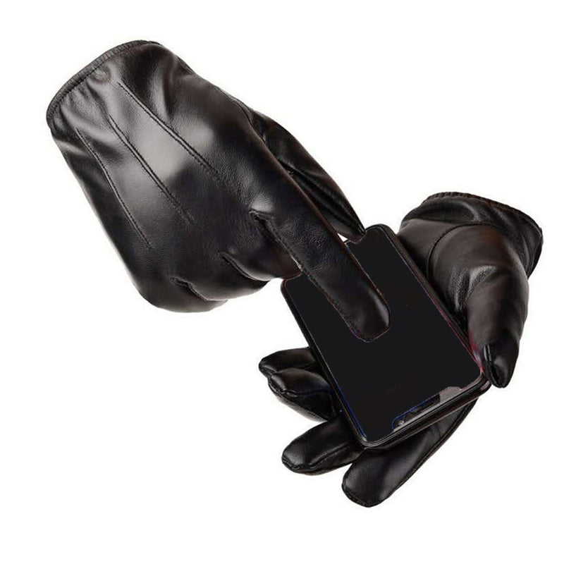 Drive Gothic Punk Fleece Guantes Touch Screen Gloves PU Leather Gloves Thicken