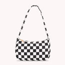 Retro Plaid Print Nylon Shoulder Bags Women Underarm Tote Handbag (Lattice)