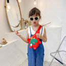 Kids Chest Bag Cute Fanny Cartoon Cross-body Money Pouch (Red Dinosaur)