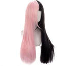 Goth Style Hair Lolita Black&pink Wig Double Color Toupee Long Straight Hair