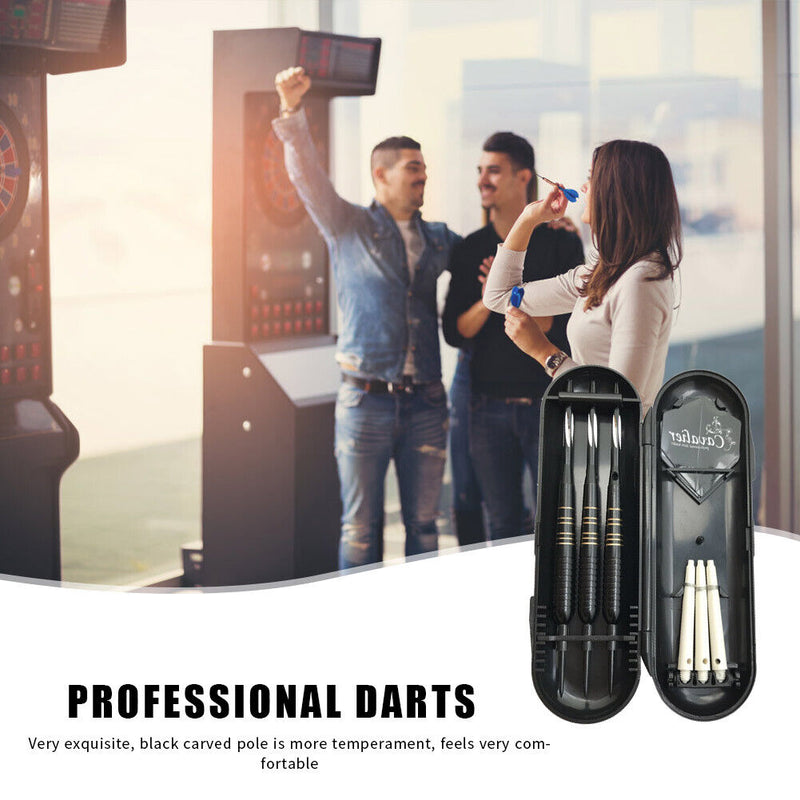 3x Steel Tip Aluminum Shaft Darts with Storage Box for Indoor Dartboard Gam