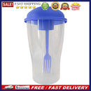 Portable Cup with Fork - Low-cal Food Container for Cereal Oatmeal (Blue)