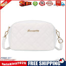 Women PU Leather Thread Crossbody Bag Diamond Lattice Messenger Bag (White)