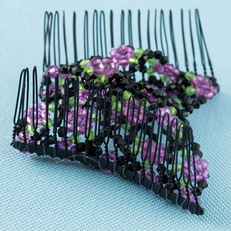 Stretchy Women Girls Magic Beads Double Hair Comb Hair Combs Clips Elasticity