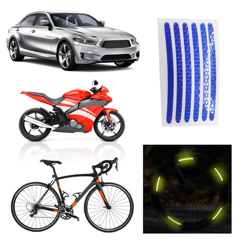 24pcs Wheel Hub Stickers Reflective Tire Rim Tape Strips for Bike Motorcycle Car