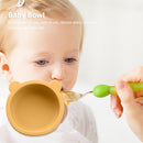 Kids Silicone Plate Baby Bowl with Suction Non-Slip BPA Free Dish (Yellow) Newly