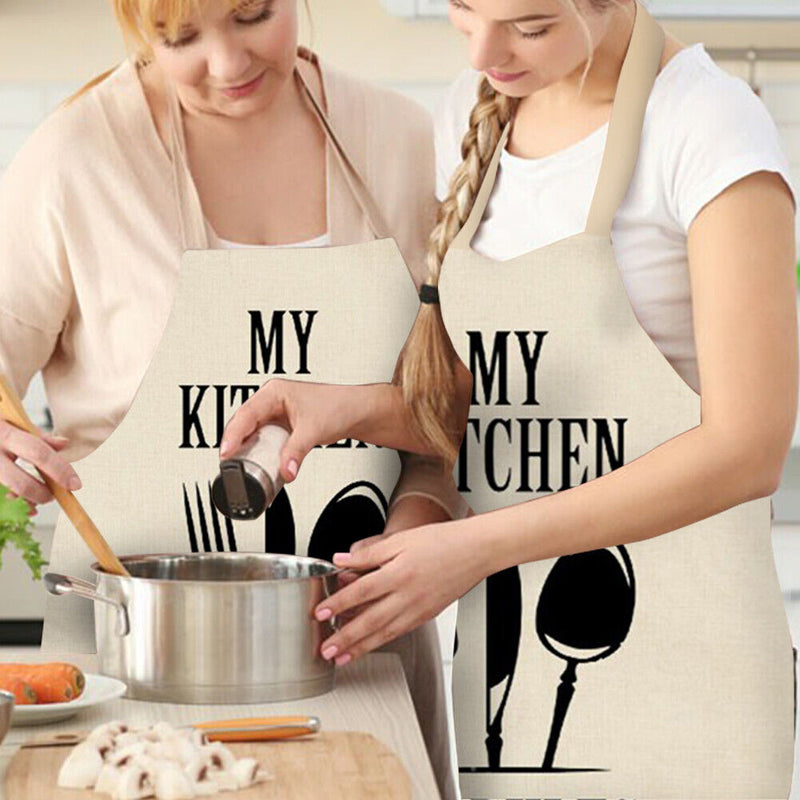 Kitchen Cutlery Linen Kitchen Apron Waterproof Cooking Pinafore (82x68cm)