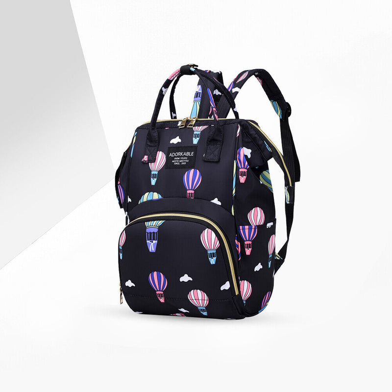 Fashion Women Printing Mummy Diaper Bag Nappy Large Handbag (Black Balloon)