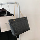 Women Embroidery Thread Plaid Top-handle Bag Female Chain Large Capacity Handbag
