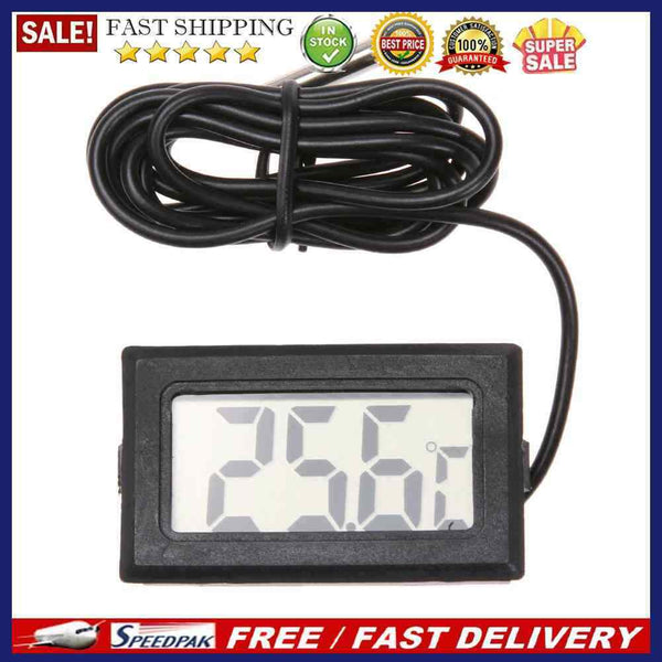 Waterproof Electronic Digital LCD Pet Aquarium Thermometer w/ Probe(Black)