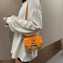 Women Leather Crossbody Bag Female Graffiti Belt Buckle Shoulder Sling Handbags