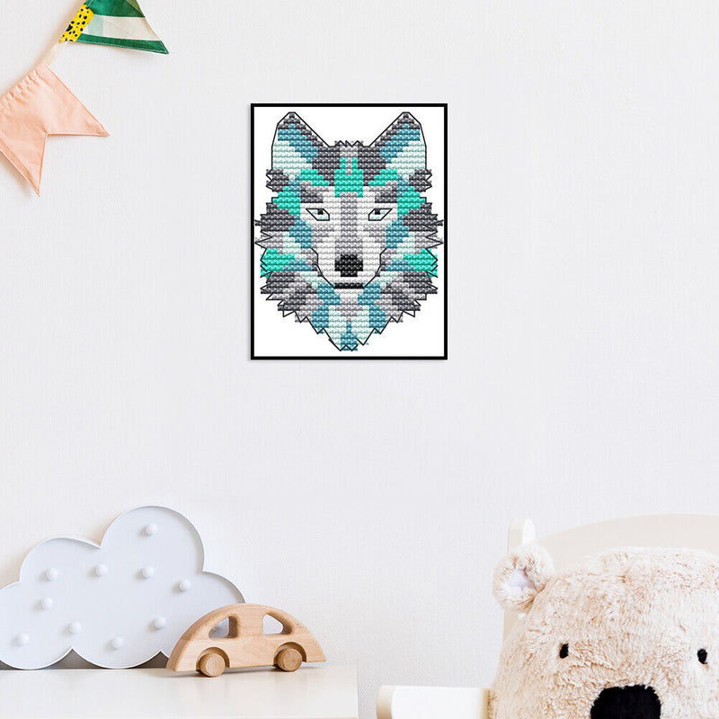 14CT Partial Cross Stitch Wolf Counted DIY Embroidery Needlework Animal Wall Art