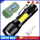 XPE+COB LED Flashlight USB Rechargeable IPX4 3 Modes Emergency Torch Light