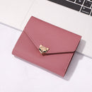 Women Retro Trifold PU Leather Card Case Pure Color Business Holder Short Wallet